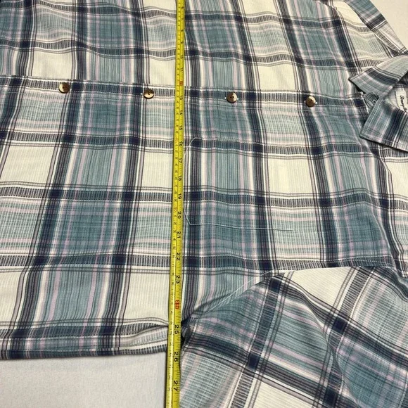 Tommy Bahama Silk Wooden Buttons Blue Plaid Short Sleeve Mens XL - Picture 3 of 8